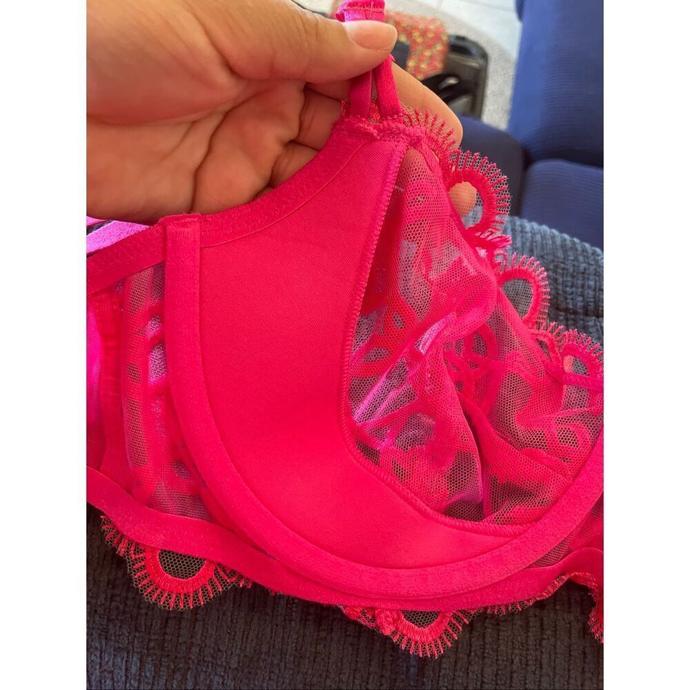 Victorias Secret 32DDD Dream Angles Lined Bra Bralette Hot Pink NWT - Picture 6 of 6
